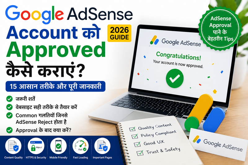 AdSense Account को Approved कैसे कराएं? Google AdSense Approval Guide (2026)