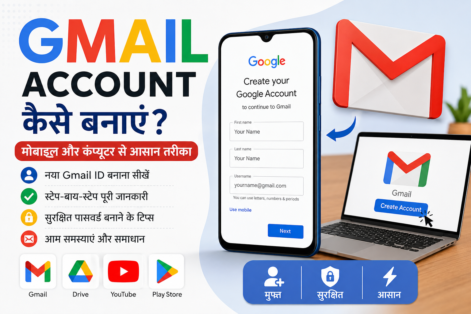 Gmail Account कैसे बनाएं? मोबाइल और कंप्यूटर से आसान तरीका (2026)